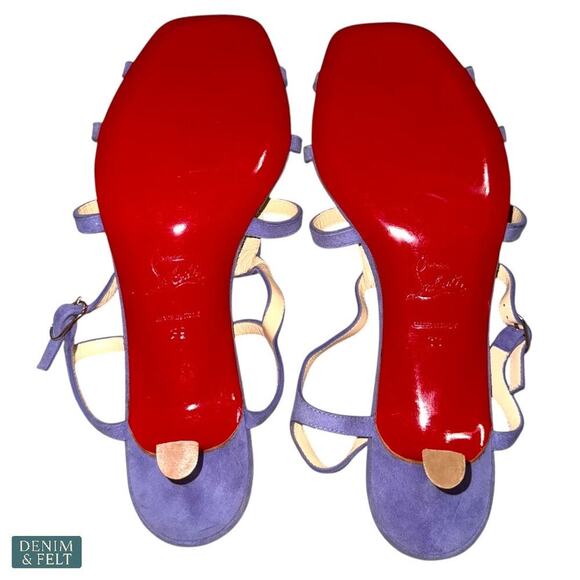 Christian Louboutin Purple Suede Strappy Sandals Heels Size 39 Women’s Italy - Picture 11 of 13